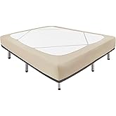 Biscaynebay Decorative Box Spring Cover Queen Size, Light Camel Luxurious Jersey Knitting Stretchy Wrap Around 4 Sides Bed Sk