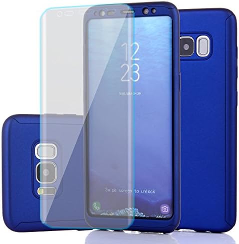 Samsung Galaxy S8 Case,Full Body Protection Ultra-thin Hard PC case with A Soft HD Screen Protector 360 All Round Anti Scratch Removable Hybrid Cover for galaxy S8 (Blue)