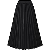 GOLDSTITCH Women's High Waist Pleated Skirt A line Swing Midi Skirt