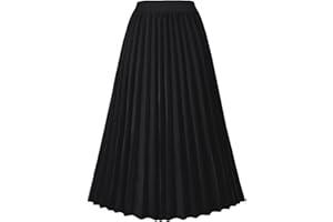 GOLDSTITCH Women's High Waist Pleated Skirt A line Swing Midi Skirt