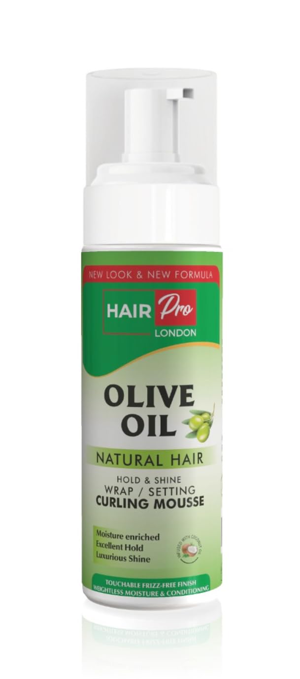HAIRPRO OLIVE OIL HOLD & SHINE WRAP SET MOUSSE INFUSED WITH COCONUT OIL 207ml