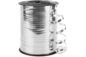 KMER LIFE Silver Curling Ribbon, 1/5" Wide x 500 Yards Christmas Curling Ribbons for Gift Wrapping, Party Decoration, Balloon String, Hair, Ribbons for Florist Flower (1 Roll)