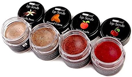 Beauty Treats Lip Scrub with Almond Creme Wild Apple Vanilla Bean Dark Cherry All 4 Full Set
