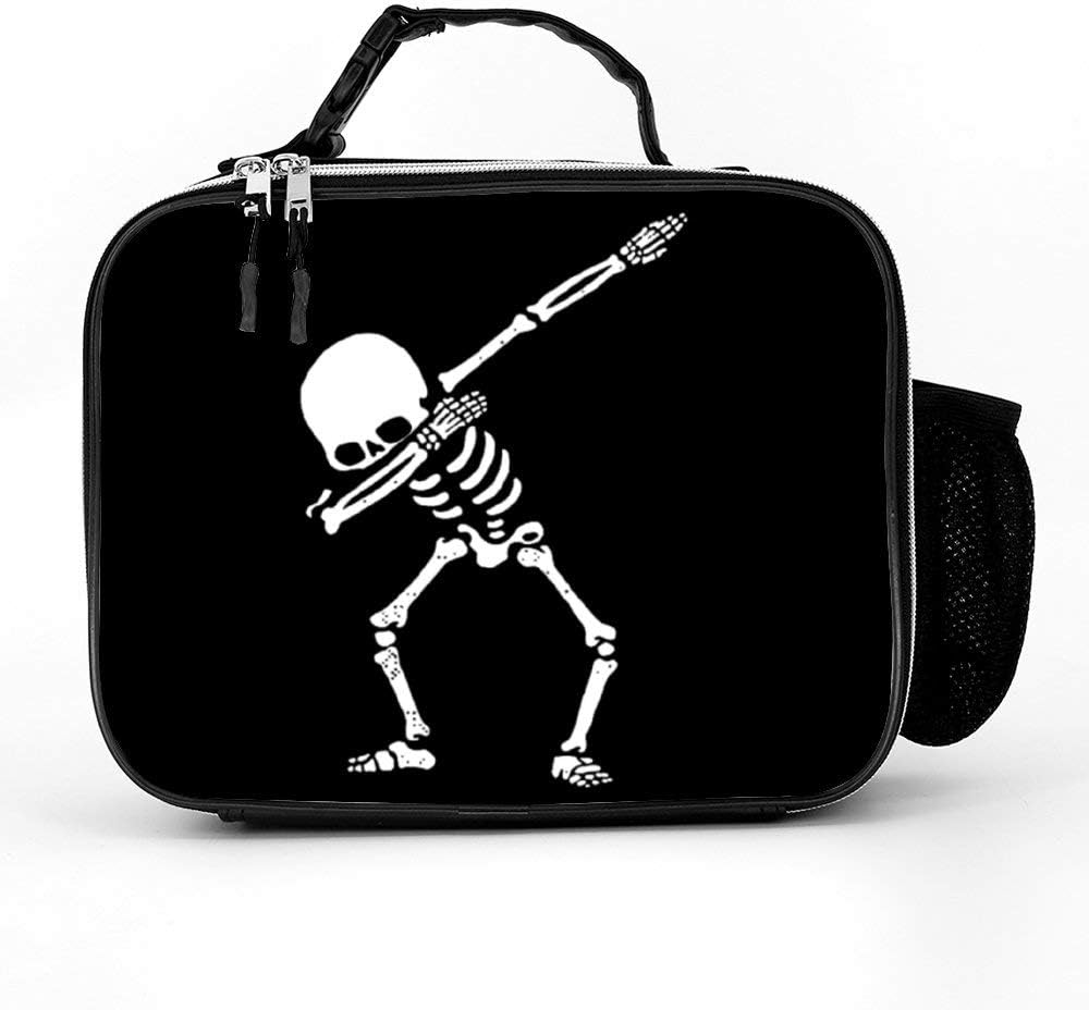 TANGQIAN Dabbing Skeleton Dab Hip Hop Skull Dabbin Leakproof Insulated Reusable Cooler Lunch Bag - Durable Compact Office Work School Lunch Box