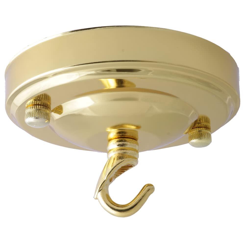 Art Deco Emporium Vintage Period Styled Complete Metal Ceiling Rose with Chain Hook (Fully Earthed) in Brass Finish