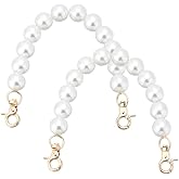 PH PandaHall Pearl Bag Straps, 2pcs 9.6 Inch Decorative Purse Extender 15mm Round White Pearl Beaded Bag Chain with Golden Swivel Clasps Replacement Straps Charms for DIY Handbag Wallet Clutch Tote