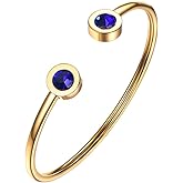 PROSTEEL Stainless Steel Birthstone Bracelet Jan - Dec Birthday,Jewelry for Women,2 Choices of Length, fit Wrist from 5.1''-7.6'' in Circumference, Come with Box