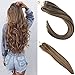 Sunny 24 inch Micro Loop Hair Extensions Dark Brown Micro Loop Ring Human Hair Extensions Brown with Blonde Highlights,Straight Human Hair 50G Per Pack