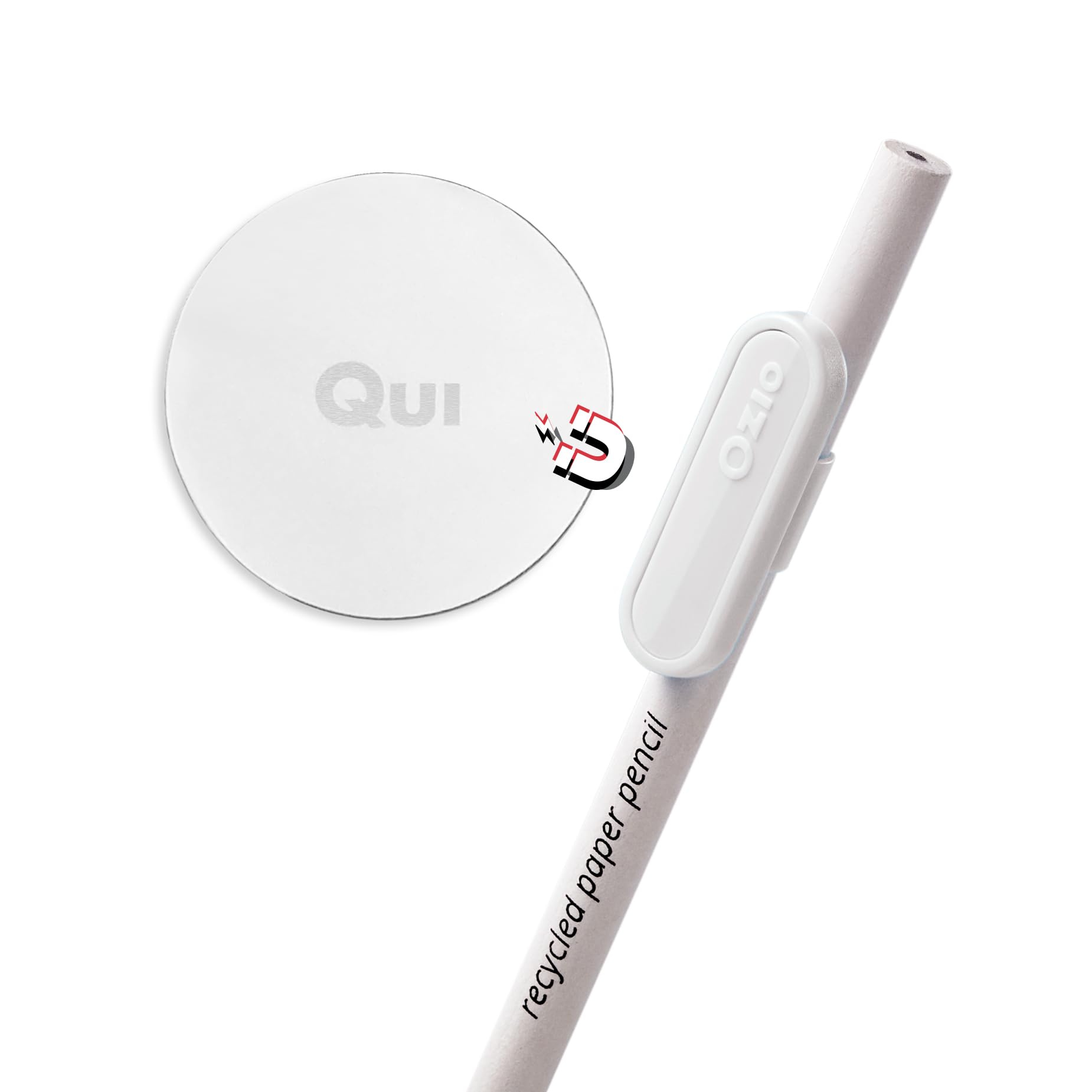 Ozio Magnetic Pen Holder, Refrigerator Pen Holder, Pencil Holder Clip with Magnet, Desk Gadgets, Office Accessories, White
