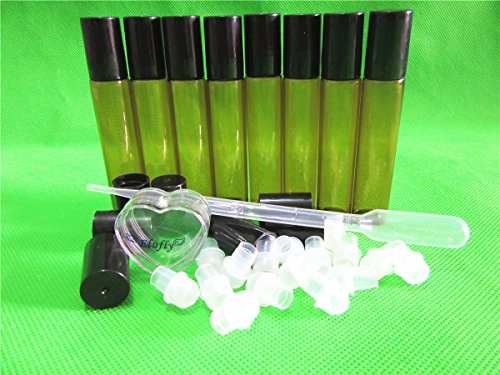 6-30 Set 10ml Amber Roll On Bottle Thick Glass Vial Beauty Makeup Tool for Fragrances Perfume Essential Oil (24) - Thumbnail 3