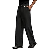 GORGLITTER Men's Baggy Wide Leg Dress Pants Casual Business Flat Front Suit Slacks with Pockets