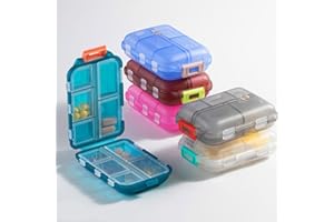 Pill Organizer for Travel - Compact Medicine Pill Box with Daily Compartments, Perfect for Travelers and Elderly(Blue)