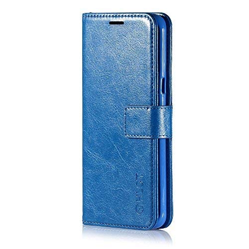 Samsung Galaxy S8 Plus Case, HLCT PU Leather Case, with Soft TPU Protective Bumper, Built-in Kickstand, Cash and Card Pockets (Blue) - Thumbnail 5