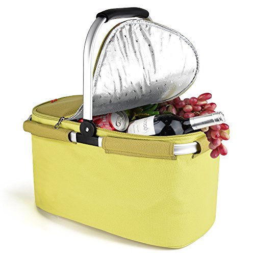 Insulated Picnic Basket Cooler Bag 22L for Camping BBQ Outdoor Sports