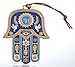 Gold tone Hamsa hand Blue Wall Hanging decor Lucky Charm CHAI Judaica Kabbalah evil eye