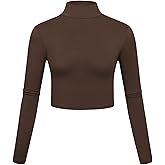 Kindcall Lightweight Mock Turtleneck Crop Tops Long Sleeve Casual Base Layer for Women