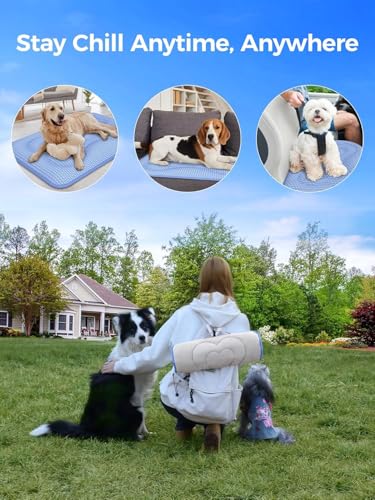 Rywell Dog Cooling Mat, 44”x32” Super Thick & Reversible Cooling Mat for Dogs, Arc-Chill 3.0 & PCM for Long-Lasting Cool and Color-Changing (Q-Max > 0.5), All-Season Use & Portable for Travel