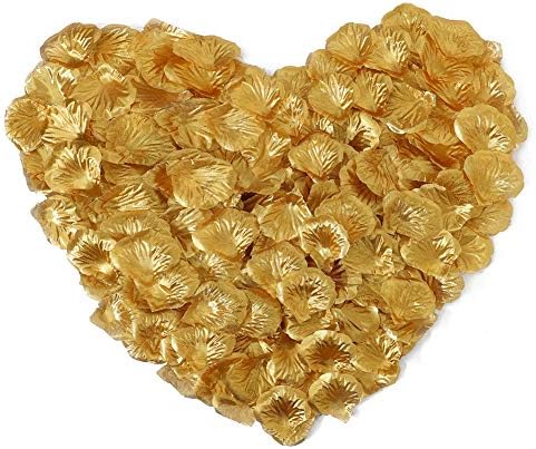 APICCRED 2000 PCS Artificial Silk Flower Rose Petals for Bridal Wedding Party Decoration (Golden)