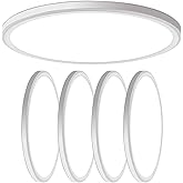 WKONCLDY 4 Pack 4700lm Super Slim 16 inch LED Ceiling Light, 5000K for Bedroom, Living Room, Dining Room (White, Four Pack)