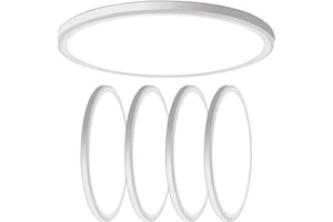 WKONCLDY 4 Packs 4700lm LED Flush Mount Ceiling Light, Super Slim 16 inch LED Ceiling Light, 5000K LED Ceiling Light for Bedroom, Living Room, Dining Room (White, Four Pack)