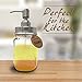Smith's Mason Jars 500ml Refillable Liquid Hand Soap Jar Dispenser with Stainless Steel Liquid Pump for Bathroom, Countertop, Kitchen, Laundry Room | BPA Free & Eco Friendly