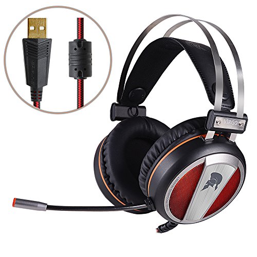 WeIM 2019 Gaming Headset Virgo M58 7.1 Surround Sound for PC, Intelligent Vibration, 50mm Driver, Strong Bass, Flexible Sensitive Mic, LED Illumination, USB Connector, Compatible with PS4