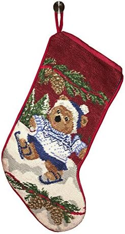 Christmas stockings with bear skating can be personalized separately, large christmas stocking holders for gift fillers and stuffers, great xmas stocking for kids and pets