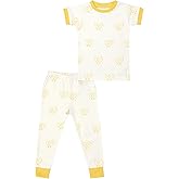 MONICA + ANDY Two Piece Short Sleeve Pajama Set, 100% Organic Kids & Toddler Clothes for Boys & Girls, Children PJs