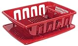 United Solutions SK0124 2-Piece Sink Set Dish Drainer and Drainboard, Red, Large