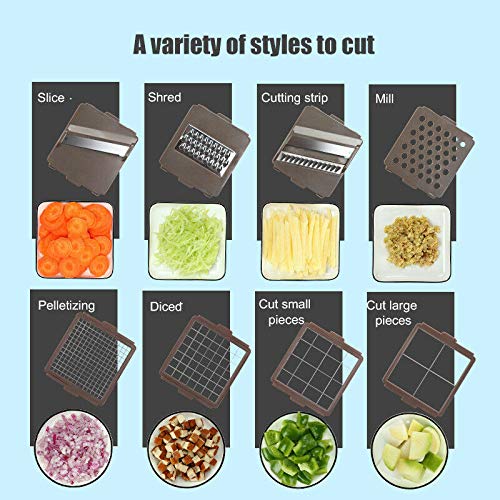 Jzenzero 8 in 1 Multi-Functional Manual Onion Chopper Vegetable Slicer Household Tool