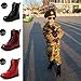 DADAWEN Boy's Girl's Combat Lace-Up Side Zipper Mid Calf Boots Dark Red US Size 13 M Little Kid