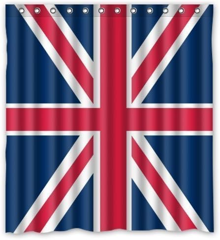 Lawrence Vintage United Kingdom Union Jack Flag British Flag Design Mildew Proof Polyester Fabric Shower Curtain With Rings 66x72 inch