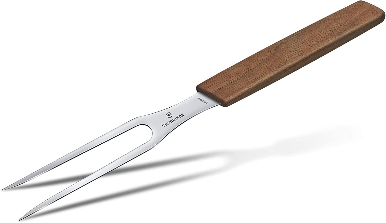 Victorinox Swiss Modern, Carving Fork, Extra Sharp Blade, 15 cm, Noble Wooden Handle, Stainless Steel, Brown
