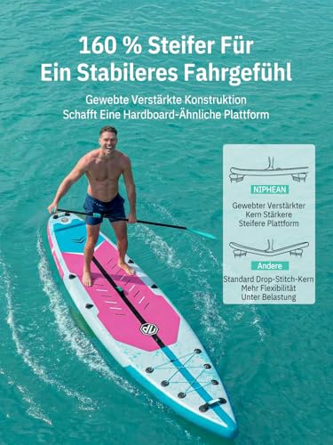 Niphean 380 cm Stand Up Paddling Board, 280 kg Load Capacity Touring SUP Board with Complete SUP Accessories & Kickpad, Sturdy Paddle Board for Adults and Teenagers Racing Surfing