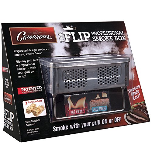 BBQ Smoker Box For Hot and Cold Smoke - Stainless Steel Barbecue Smoke Box Includes 2 Fire Starters To Easily Infuse Smoky Flavor with Your Grill On or Off