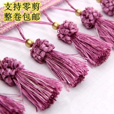 Lace - 12 Meters/lot Hot Sale Globule Curtain Tassel Fringe European-Style Curtains Lace Trim for Sewing Fabric Accessories Decoration - (Color: Rice Wine)