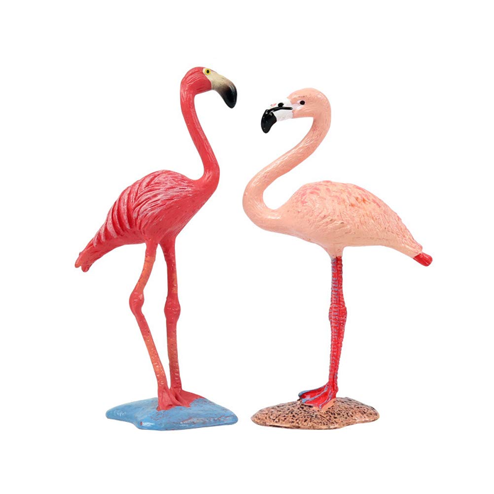 FLORMOON Bird Toys - 2pcs Realistic Flamingos Cake Topper - Birthday Party Decoration Supplies - Educational Learning Toys Christmas Birthday Party Valentine's Day Decoration for Boys Girls Kids