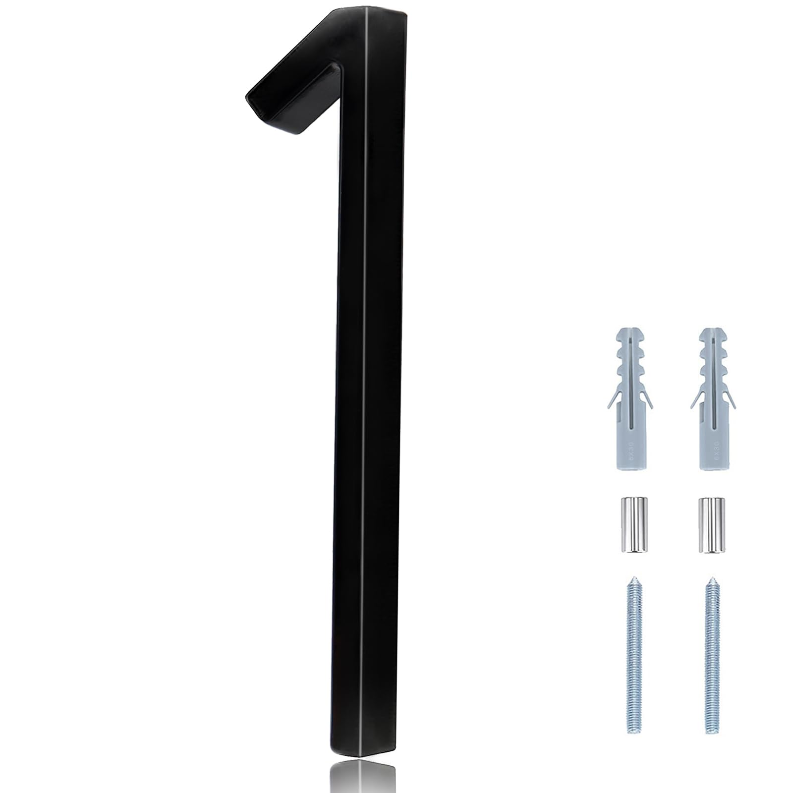 Photo 1 of 6 in Modern House Numbers, Metal House Numbers, Black House Number for Outside with Screws, High Gloss Black Number 1