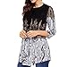 GOVOW Womens 3/4 Sleeve Roundneck Floral Tunic Tops Loose Blouse Button up Shirts
