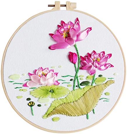 Ribbon Embroidery Kit Handmade Flower Design for Beginner SevFan DIY Wall Decor (No Frame)