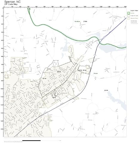 Amazon.com: ZIP Code Wall Map of Spencer, NC ZIP Code Map Not Laminated