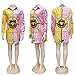 Women Shirt Collar Buttom Down Long Sleeves Printed Shirts Tops Shirt Dress Pink Yellow L
