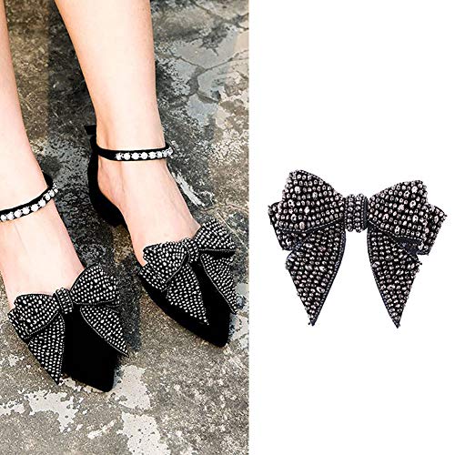 2PCS DIY Handmade Rhinestone Bow Butterfly Shoe Straps Band Shoe Flower Accessories Shoes Decoration Charms Flats High Heels/Pumps Holder Shoe Decor for Lady Women Girls (Style A#)