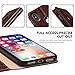 Belemay Compatible with iPhone X Wallet Case, Genuine Cowhide Leather Flip Case Slim Fit Folio Cover, Card Holder Slots, Kickstand, Cash Pockets, Brown