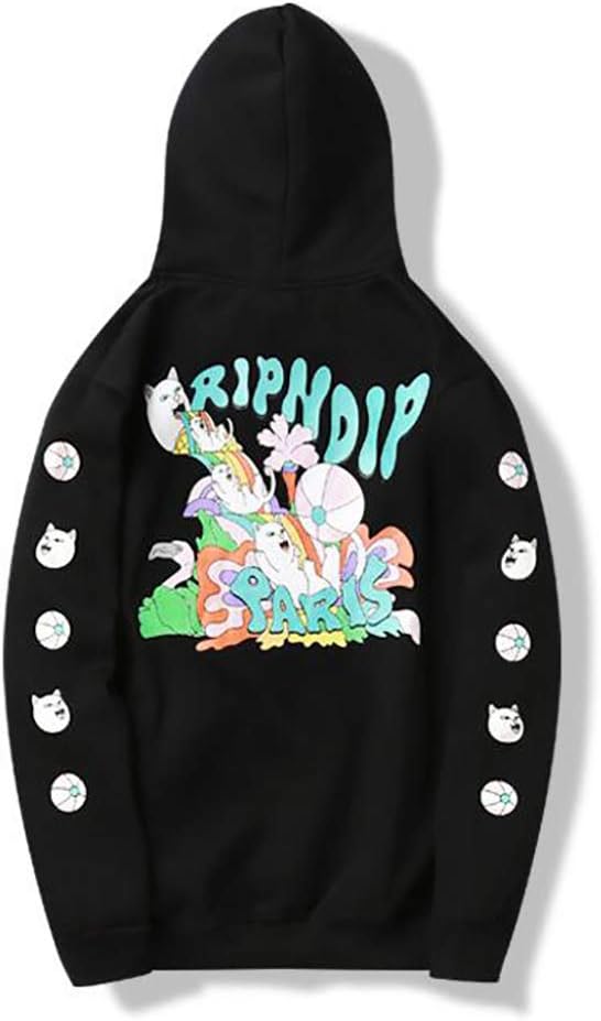 JHY Men's RIP.N.DIP Graphic Fleece Hood,Black,XXL