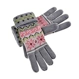Yan & Lei Women's Knitted Winter Gloves with Roll Up Cuffs