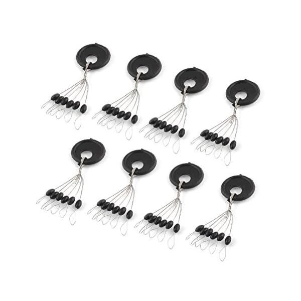 VNDEFUL-10-Pcs-6-in-1-Black-Rubber-Oval-Stopper-Fishing-Bobber-Float-Bobber-Sinker