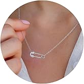 Safety Pin Necklace Dainty Gold Necklace for Women Trendy Handmade Safety Pin Necklace Mental Health Safety Pins with Heart Charms Gifts for Women