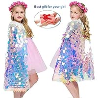 MaxxCloud Girls Glitz Halloween Cape Bling Costume Glitter Flower Girl Dress Princess Sequins Cloak Spangle Robes Pink