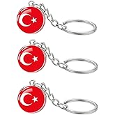 LLBFHH 3 Pcs Turkey Flag Key Chain,Cool Keychain for Car Keys, Stainless Steel Keyrings & Keychains,Used for Home Decoration, Jewelry Hanging Decorations.